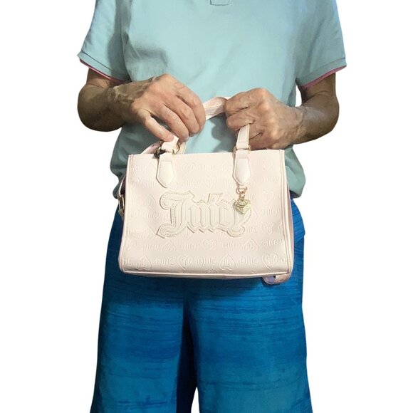 Juicy Couture Powder Blush Upgrade U Mini Tote Bag *Embossed Logo*Pink*Strap*NWT - Picture 10 of 10